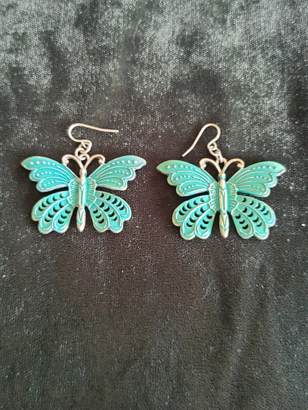 Teal Butterfly Dangle Earrings
